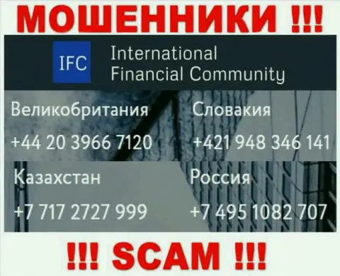 Мошенники из InternationalFinancialCommunity разводят клиентов, звоня с различных номеров телефона