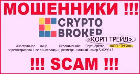 Информация о юр. лице интернет обманщиков Crypto Broker
