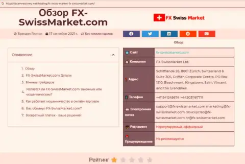 FX-SwissMarket Com - это МОШЕННИК ! Отзывы из первых рук и подтверждения неправомерных уловок в статье с обзором