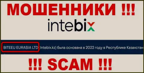 Свое юридическое лицо компания Intebix Kz не скрывает это BITEEU EURASIA Ltd