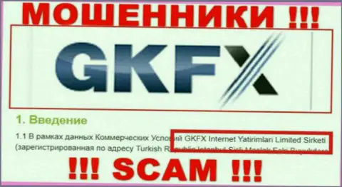 Юр. лицо интернет обманщиков ГКФХЕСН - это GKFX Internet Yatirimlari Limited Sirketi