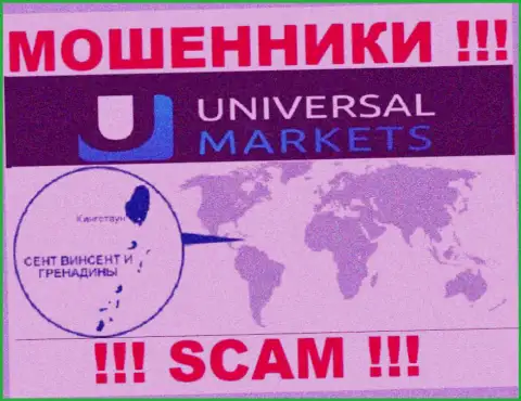 Организация UniversalMarkets зарегистрирована очень далеко от оставленных без денег ими клиентов на территории Сент-Винсент и Гренадины