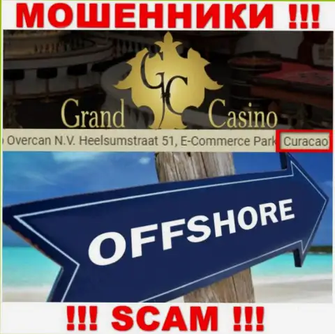 С Grand-Casino Com работать СЛИШКОМ РИСКОВАННО - скрываются в оффшорной зоне на территории - Кюрасао
