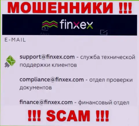 В разделе контактной информации internet-махинаторов Finxex, предложен вот этот электронный адрес для обратной связи