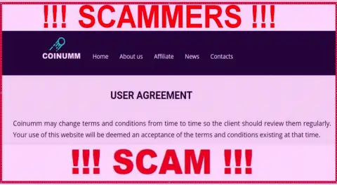 Coinumm Com Scammers can change their client agreement at any time