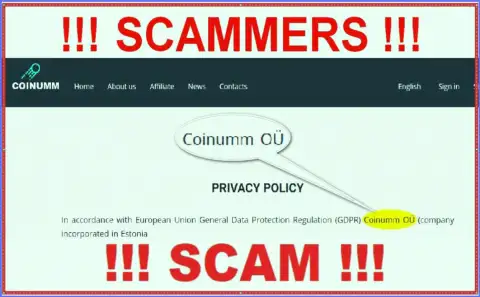 Coinumm Com cheaters legal entity - information from the scam web-site
