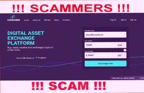 Coinumm swindlers home page