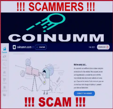 There isn't information about Coinumm Com scammers on similarweb