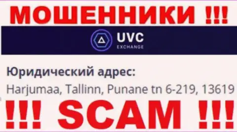 UVC Exchange - это мошенническая компания, которая отсиживается в офшорной зоне по адресу Harjumaa, Tallinn, Punane tn 6-219, 13619