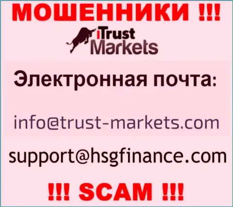 Компания Trust Markets не прячет свой е-мейл и представляет его у себя на веб-сервисе