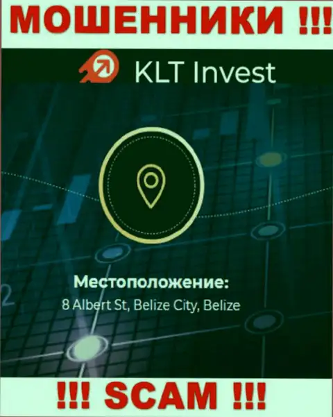 Невозможно забрать назад вложения у конторы KLTInvest Com - они засели в оффшорной зоне по адресу - 8 Albert St, Belize City, Belize