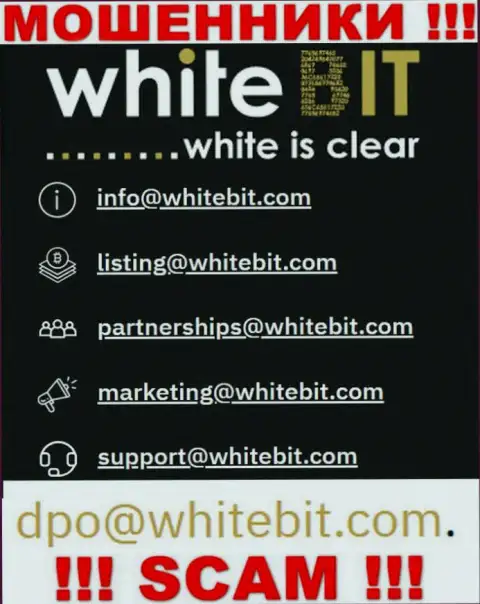 Избегайте всяческих контактов с internet-махинаторами WhiteBit Com, в том числе через их электронный адрес
