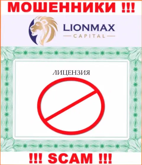 Совместное сотрудничество с мошенниками Lion Max Capital не приносит заработка, у данных кидал даже нет лицензии
