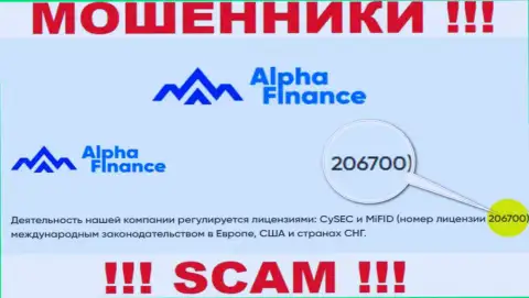 Номер лицензии на осуществление деятельности Альфа-Финанс, на их ресурсе, не поможет сохранить Ваши депозиты от грабежа