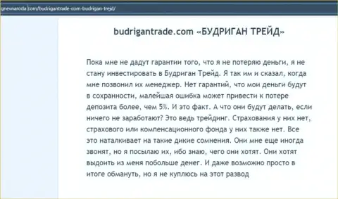 Отзыв клиента компании BudriganTrade, призывающего ни при каких условиях не сотрудничать с этими internet мошенниками