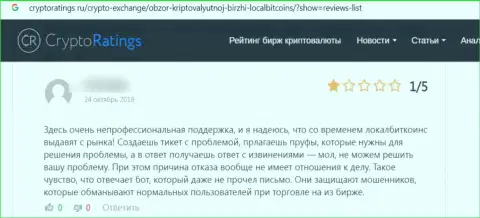 Отзыв о Локал Биткоинс - присваивают вклады