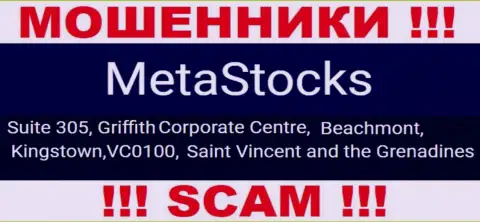 На официальном сайте Meta Stocks опубликован адрес регистрации этой компании - Suite 305, Griffith Corporate Centre, Beachmont, Kingstown, VC0100, Saint Vincent and the Grenadines (оффшор)