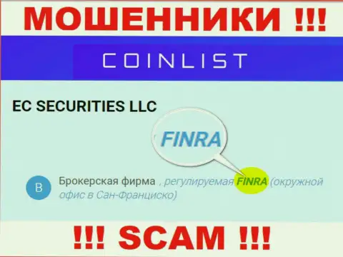 Держитесь от конторы CoinList подальше, которую покрывает обманщик - Financial Industry Regulatory Authority (FINRA)
