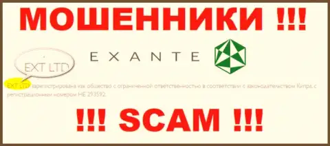 Организацией ЕКСАНТ владеет XNT LTD - сведения с официального сайта разводил