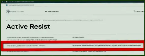 Кидалы ActiveResist внесены ЦБ Российской Федерации в черный список, поэтому не работайте с ними