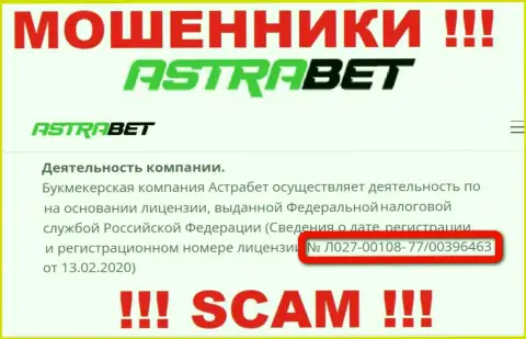 Довольно рискованно верить конторе АстраБет Ру, хоть на ресурсе и предоставлен ее номер лицензии