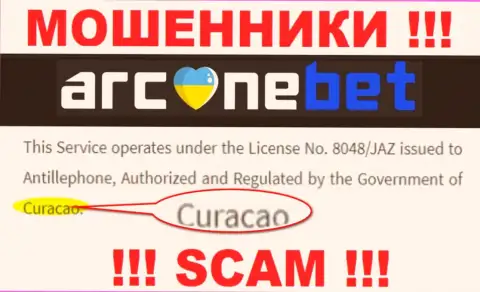 ArcaneBet - интернет разводилы, их адрес регистрации на территории Curaçao