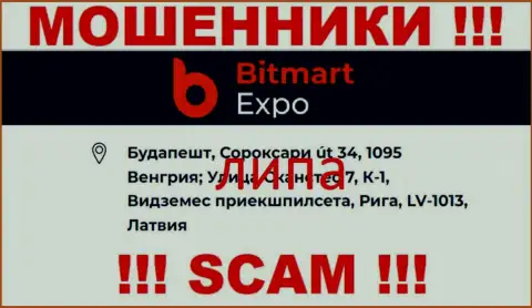 Адрес организации Bitmart Expo фиктивный - работать с ней весьма рискованно