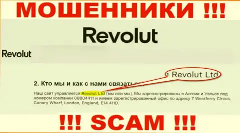 Revolut Ltd - это компания, владеющая internet ворюгами Револют Ком