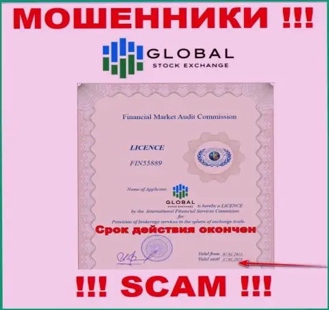 Компания Global Stock Exchange - АФЕРИСТЫ ! На их интернет-портале нет лицензии на осуществление их деятельности